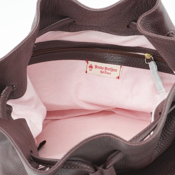 New Leather Bucket Bag Purple Tassel Crossbody Purse Brooks Brothers - Picture 4 of 9